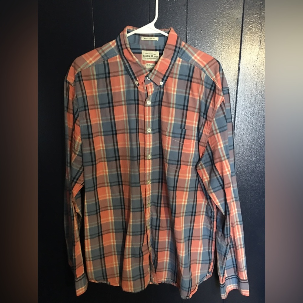 Lucky Brand Plaid Long Sleeve Button Down Shirt XL